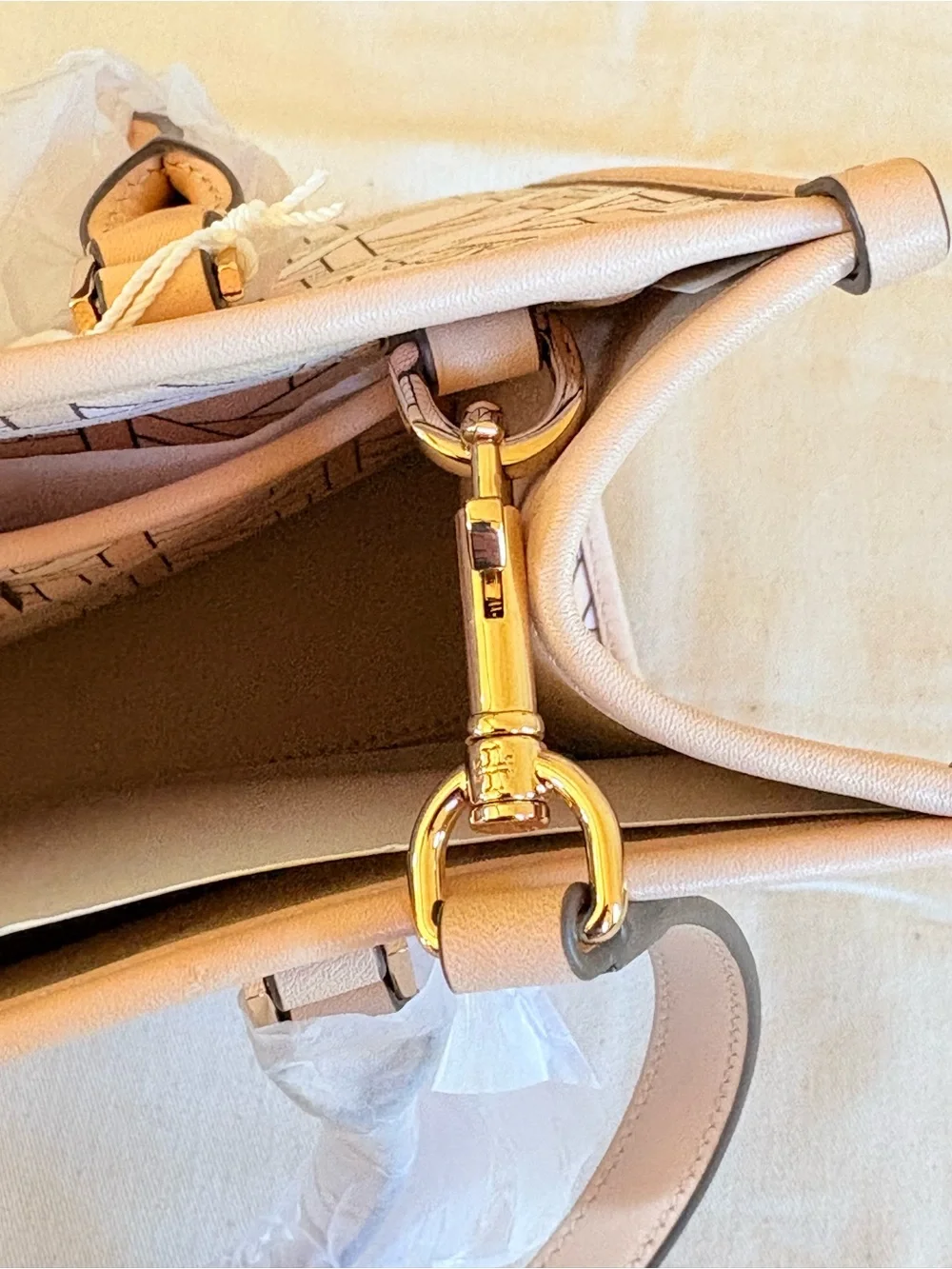 Tory Burch Pastel Pink Patterned Satchel with Logo Accent